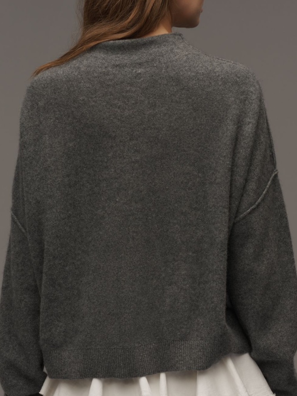 Anthropologie Pilcro Gray Alani Cashmere Sweater Plush Boxy Luxury Roll Neck - Picture 3 of 9